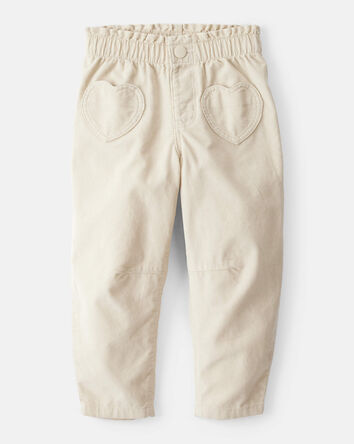Toddler Girl Heart Pocket Barrel Pants - Tan, 