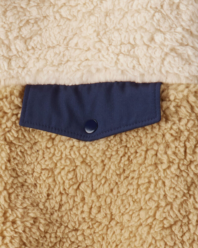 Boys Sherpa Long-Sleeve Zip-Up Jacket - Cream/Navy, image 3 of 4 slides