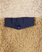 Boys Sherpa Long-Sleeve Zip-Up Jacket - Cream/Navy, image 3 of 4 slides