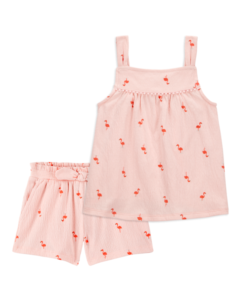 Toddler 2-Piece Flamingo Pom Pom Tank & Play Shorts Set - Pink
, image 1 of 9 slides
