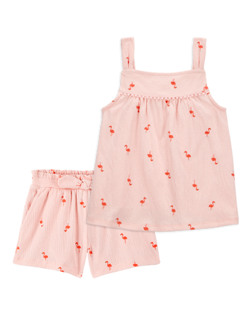 Toddler 2-Piece Flamingo Pom Pom Tank & Play Shorts Set - Pink
, 