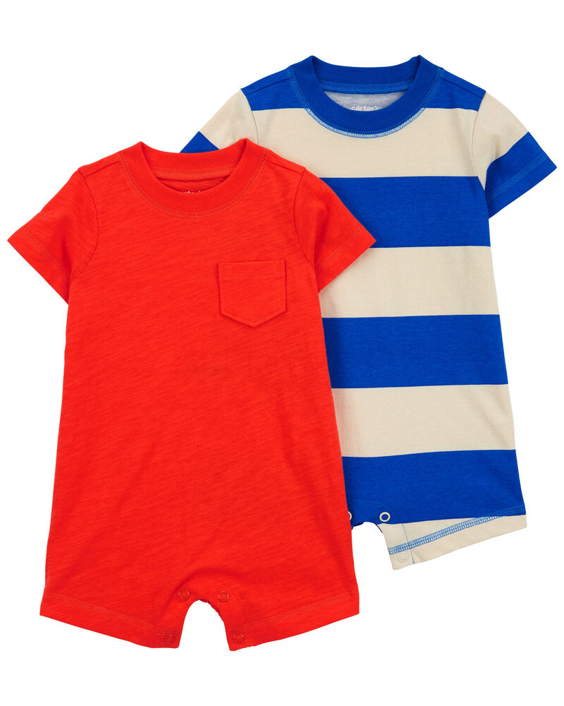 Baby 2-Pack Cotton Rompers, image 1 of 3 slides