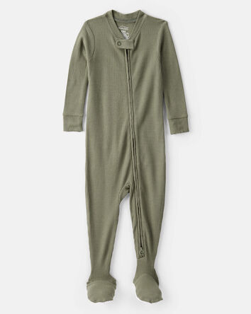 Baby Boy PurelySoft Long-Sleeve 2-Way Zip 1-Piece Pajamas - Green, 