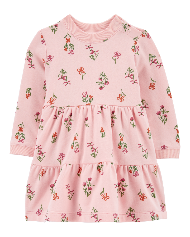 Baby Floral Print Fleece Dress, image 1 of 5 slides