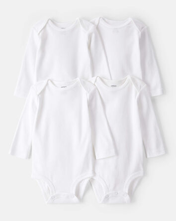 Baby 4-Pack Long-Sleeve Bodysuits - White, 