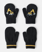 Toddler Boy 2-Pack Construction Winter Mittens - Black, image 1 of 2 slides