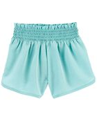 Toddler Smocked Shorts in Moisture Wicking Active Fabric, image 1 of 2 slides