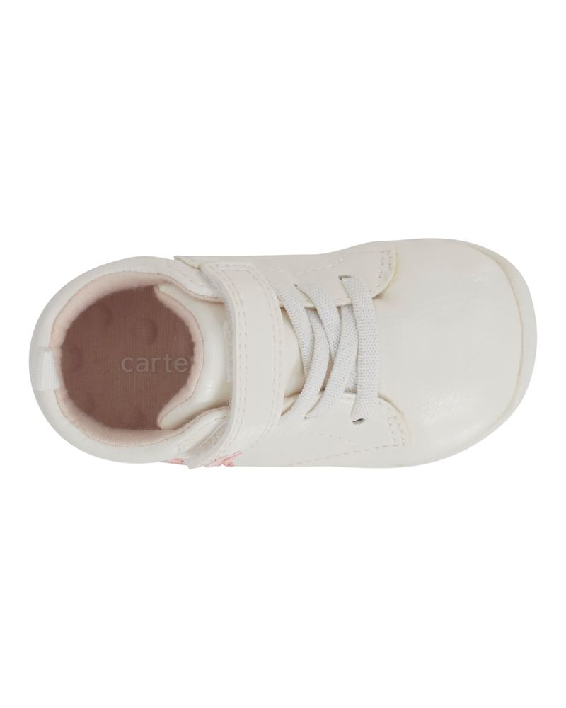  Every Step® First Walker Floral High-Top Sneakers - White, image 4 of 7 slides