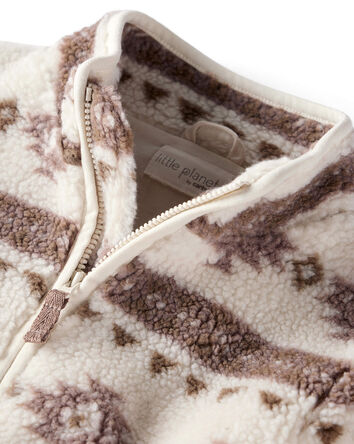 Baby Girl Recycled Aztec Sherpa Jacket, 