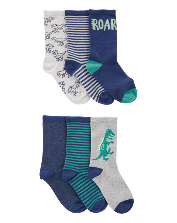 Kid 6-Pack Dinosaur Crew Socks, 