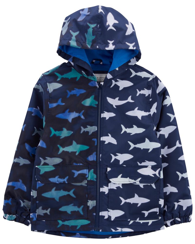 Kid Shark Color-Changing Rain Jacket, image 2 of 5 slides