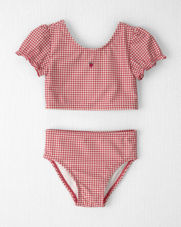 Toddler Girl 2-Piece Recycled Tankini Set in Red Gingham, 
