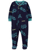 Baby 1-Piece Cars Fleece Footie Pajamas, image 1 of 5 slides