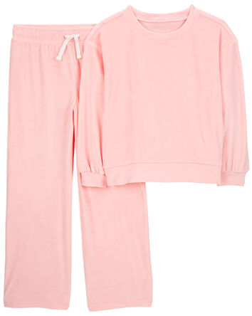 Kid 2-Piece Velour Sweater & Pant Set, 