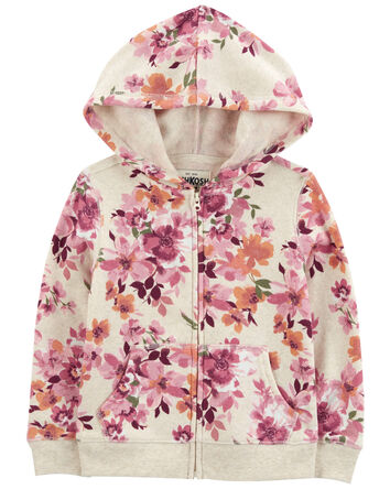 Floral Print Fleece Jacket, 