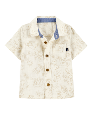 Baby Boy Tropical Paisley Cotton Short-Sleeve Top - Cream, 