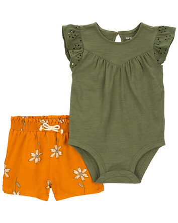 Baby 2-Piece Eyelet Bodysuit & Shorts, 