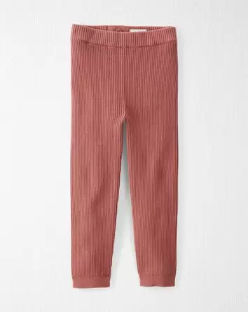 Toddler Organic Cotton Ribbed Sweater Knit Leggings in Rose, 