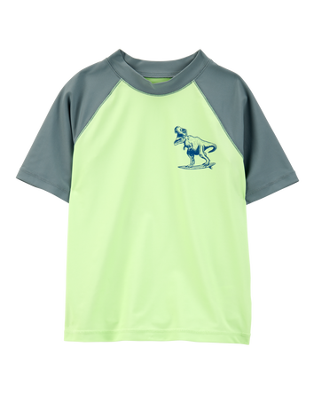 Boys Dinosaur Short-Sleeve Rashguard - Lime Green, 