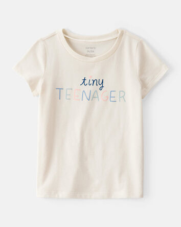 Toddler Girl 'Tiny Teenager' Short-Sleeve Graphic Tee - Cream, 