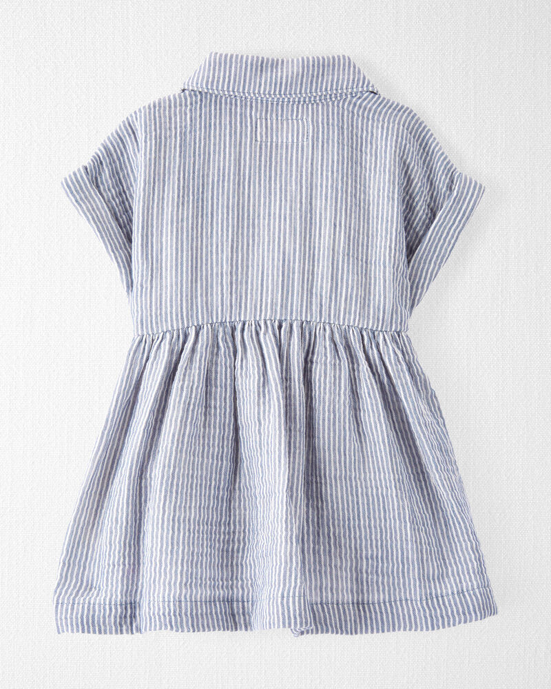 Baby Organic Cotton Striped Button-Front Dress, image 2 of 6 slides