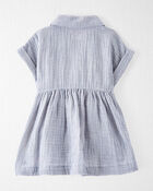 Baby Organic Cotton Striped Button-Front Dress, image 2 of 6 slides