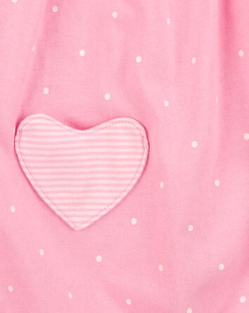 Baby Girl Heart Short-Sleeve Cotton Romper - Pink, 