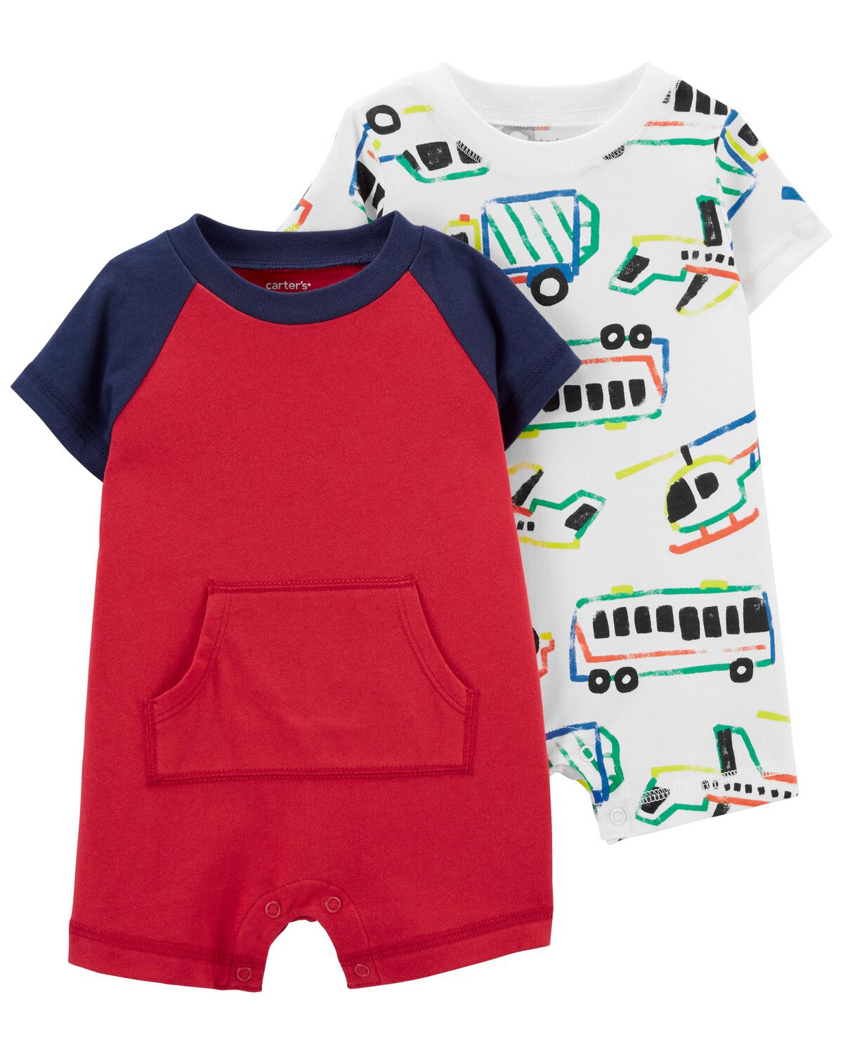Red/White Baby 2-Pack Cotton Rompers | carters.com