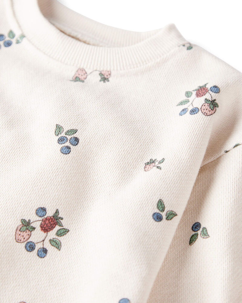 Baby Girl Organic Cotton French Terry Sweatshirt in Berry Blossom Print, image 2 of 5 slides