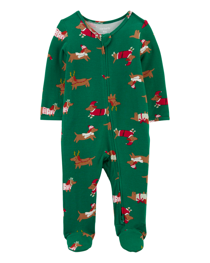 Baby Christmas Dog Zip-Up PurelySoft Sleep & Play Pajamas, image 1 of 6 slides
