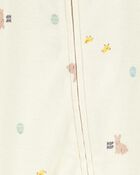 Baby Bunny 2-Way Zip Cotton Sleep & Play Pajamas - Cream, image 2 of 4 slides