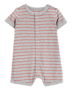 Baby Boy Crab Striped Cotton Blend Short-Sleeve Romper, image 1 of 4 slides