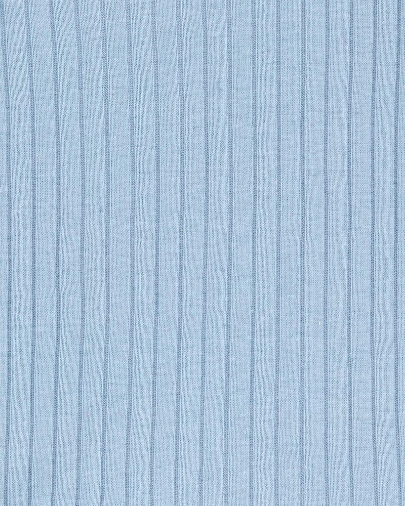 Baby Solid Ribbed Cotton Blend 2-Piece Pajamas - Blue, image 2 of 3 slides