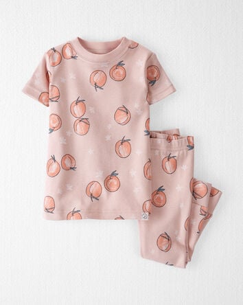 Baby Organic Cotton Pajamas in Peach Print, 