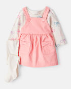 Baby Girl 3-Piece Bow Heart Print Long-Sleeve Dress Set , image 1 of 6 slides