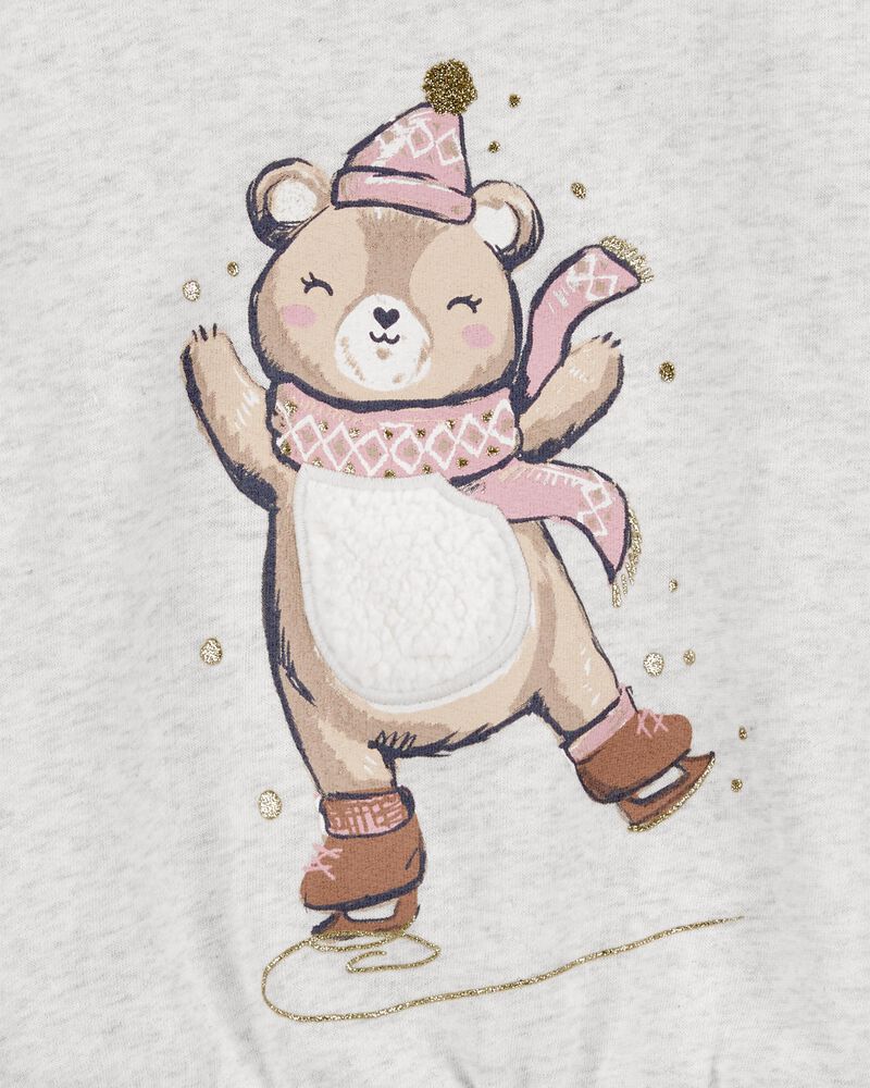 Baby Ice Skating Bear Fleece Sweatshirt, image 2 of 3 slides