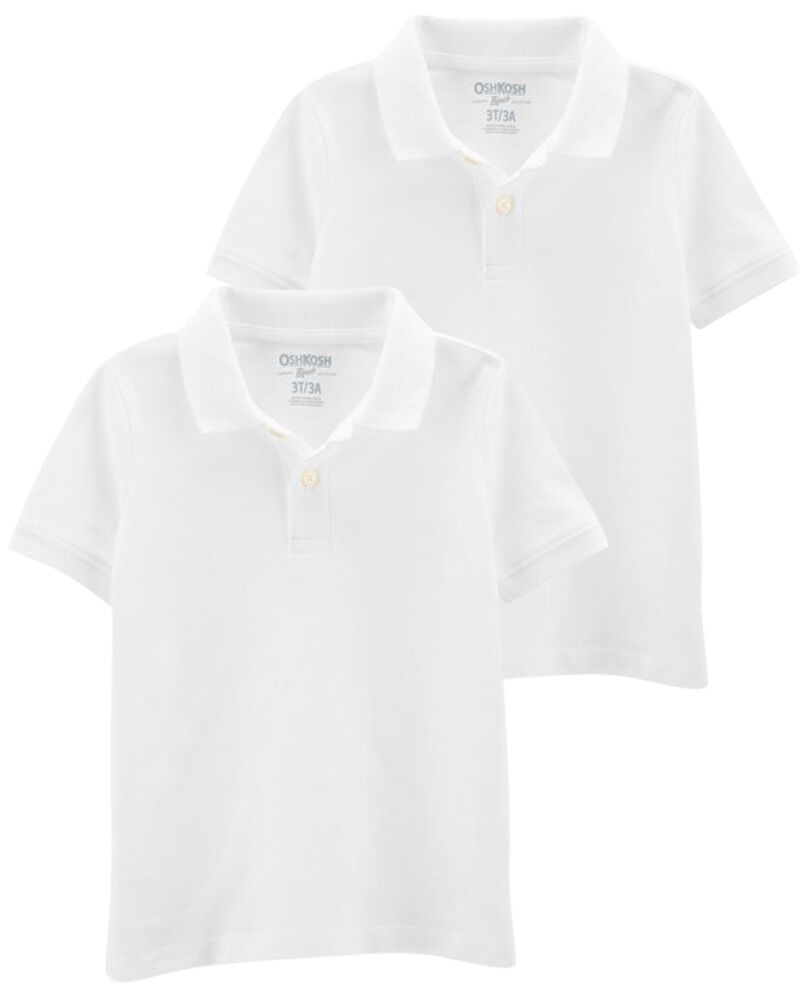 Toddler 2-Pack White Polo Uniform Shirt Set, image 1 of 1 slides