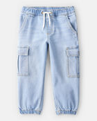 Toddler Boy Mid-Rise Denim Cargo Joggers - Blue, image 1 of 5 slides