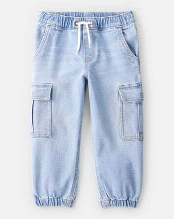 Toddler Boy Mid-Rise Denim Cargo Joggers - Blue, 