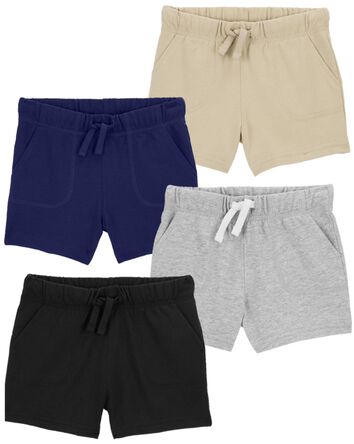 Toddler 4-Pack Pull-On Cotton Shorts, 