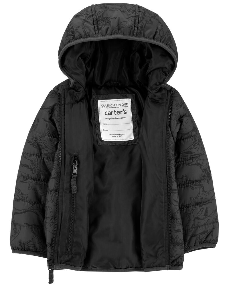 Toddler Dinosaur Packable Puffer Jacket, image 3 of 5 slides