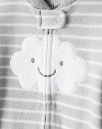 Baby Cloud Print Loose Fit Sleep & Play Pajamas - Grey, 