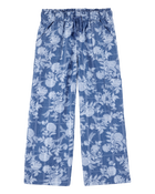 Kid Floral Print Drawstring  Pants - Blue, image 1 of 5 slides