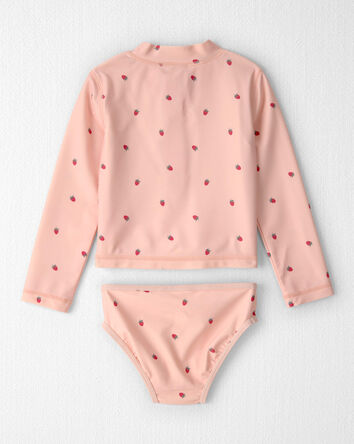 Toddler Girl 2-Piece Recycled Rashguard Swimsuit Set in Strawberry Print, 