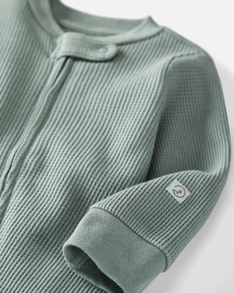 Baby Organic Cotton Waffle Knit Sleep & Play Pajamas, image 3 of 4 slides