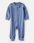 Baby Boy Rhino Print 100% Cotton Long-Sleeve Sleep & Play - Navy Blue, image 1 of 5 slides