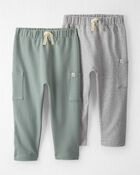 Toddler 2-Pack Organic Cotton Pants in Sage Pond & Heather Grey, image 1 of 3 slides