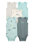 Baby 5-Pack Ocean Print Sleeveless Bodysuits, image 1 of 7 slides