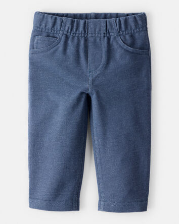Baby Boy 100% Cotton Faux Denim Pull-On Pants - Blue, 