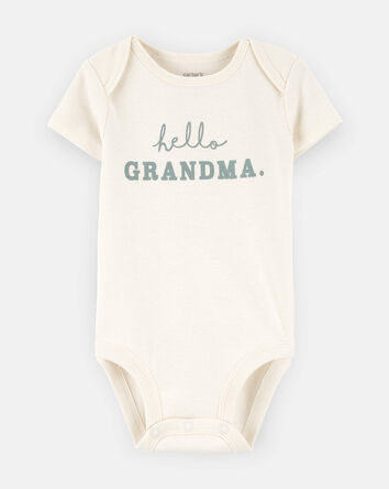 Baby Cotton Short-Sleeve Graphic Bodysuit - Ivory, 